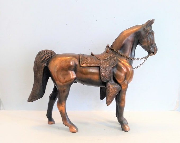 11.5 2.5 Lbs. Vintage Metal Horse Sculpture Vintage Large Copper Horse Figurine Vintage Metal