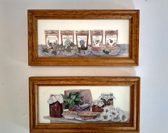 9" Vintage Canning Jars Framed Print | Vintage Kitchen Art | Vintage Kitchen Decor