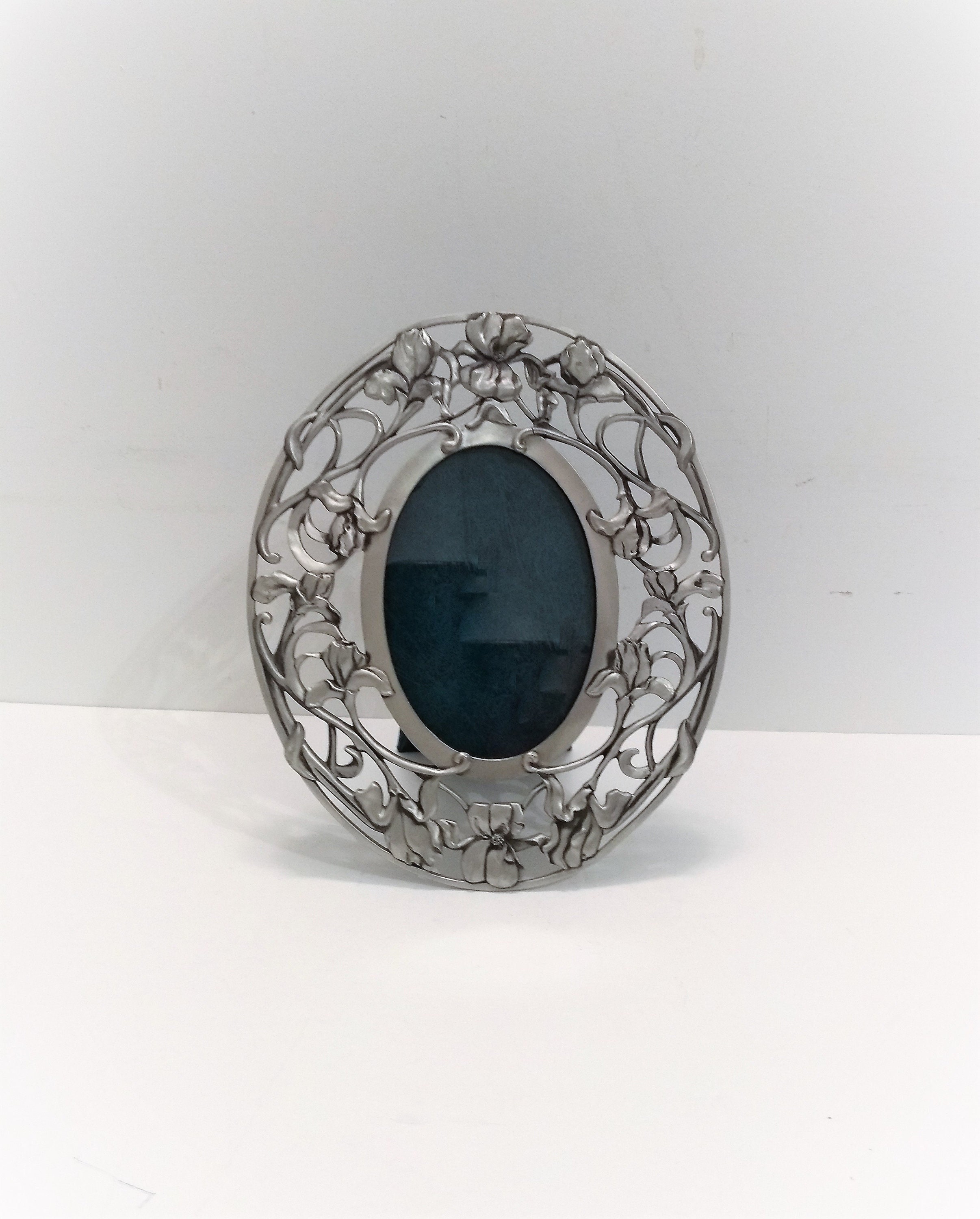 8 Vintage Oval Pewter Frame 1992 Pewter Oval Photo Etsy