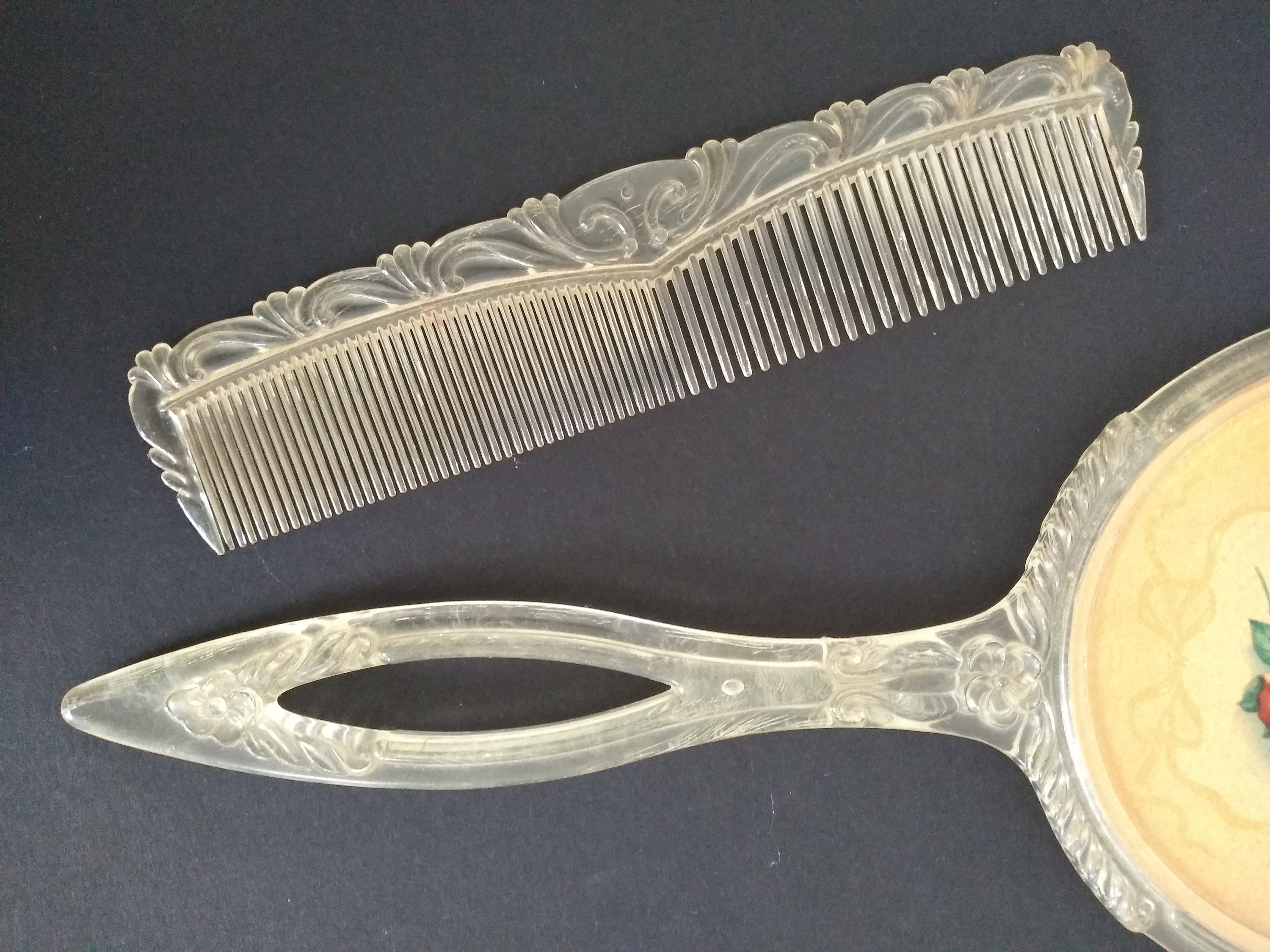 Vintage Translucent Plastic Hand Mirror And Comb Hand Mirror Etsy