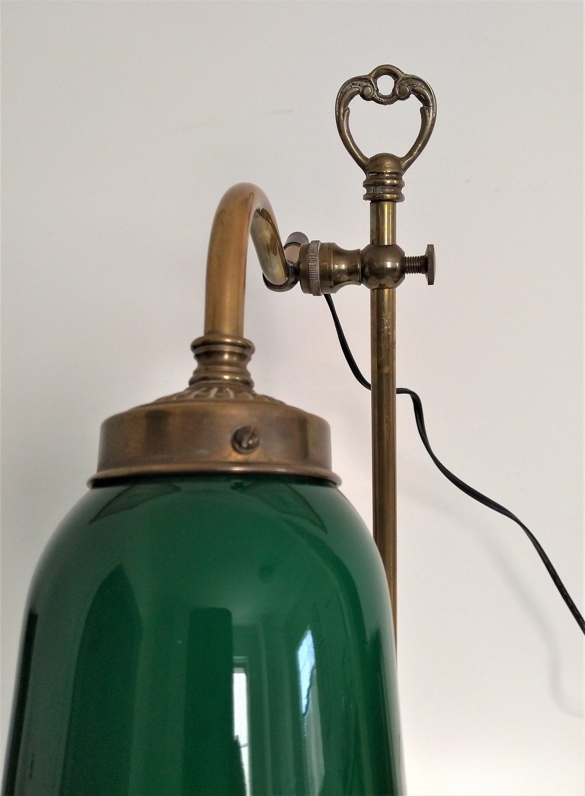 20 Antique Brass Desk Lamp Green Shade Brass Lamp Etsy Canada