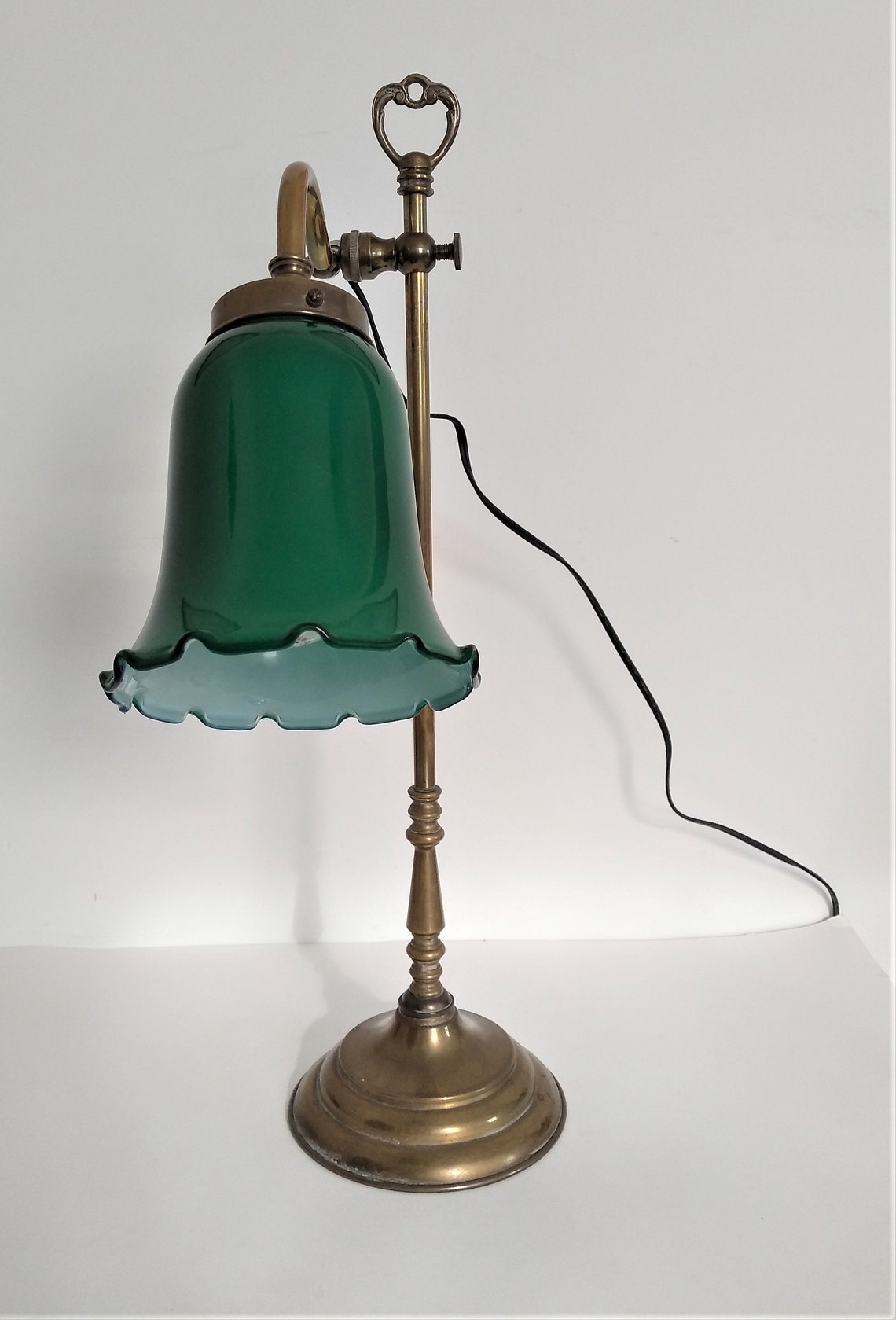 20 Antique Brass Desk Lamp Green Shade Brass Lamp Etsy Canada