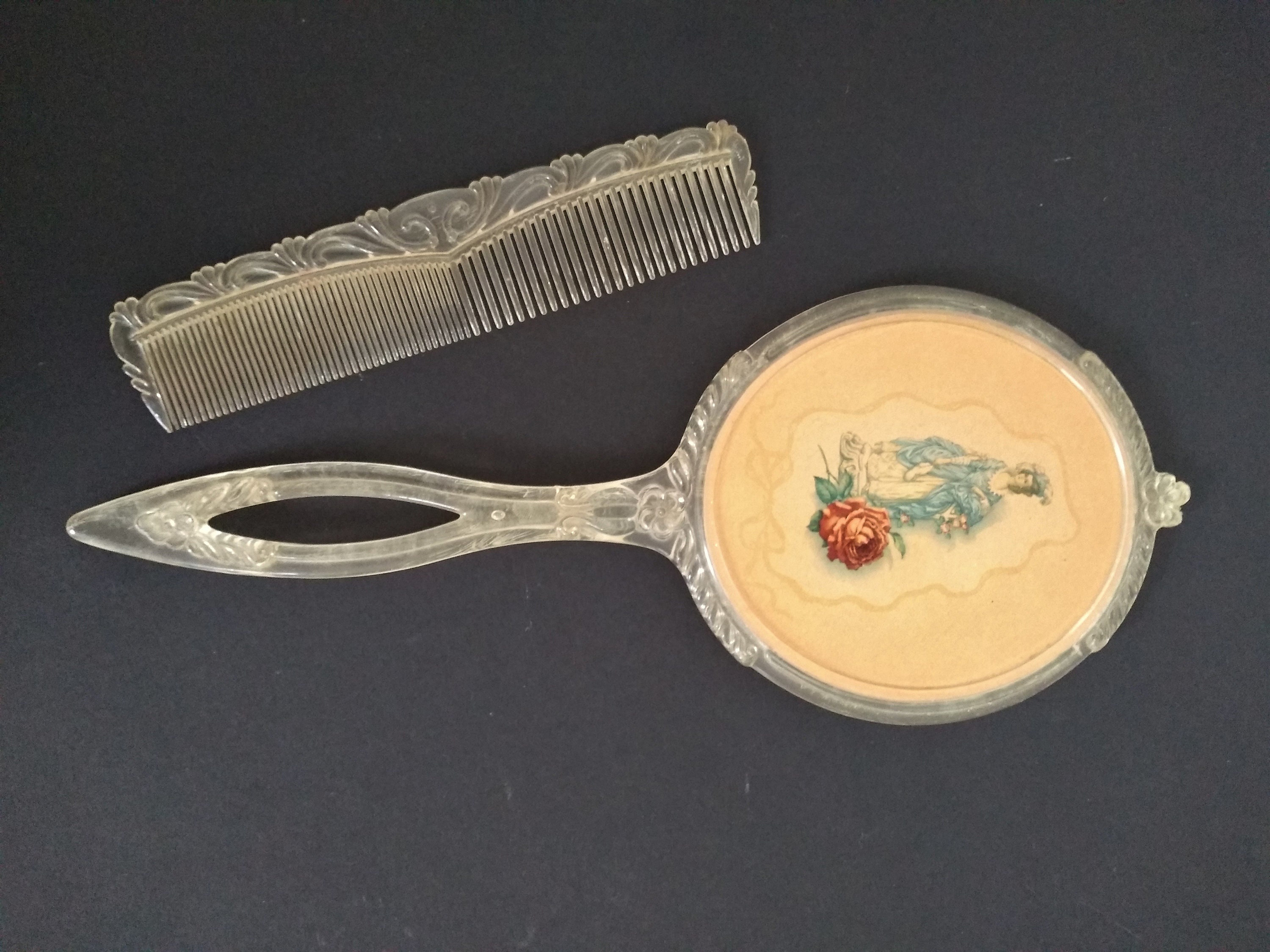 Vintage Translucent Plastic Hand Mirror And Comb Hand Mirror Etsy