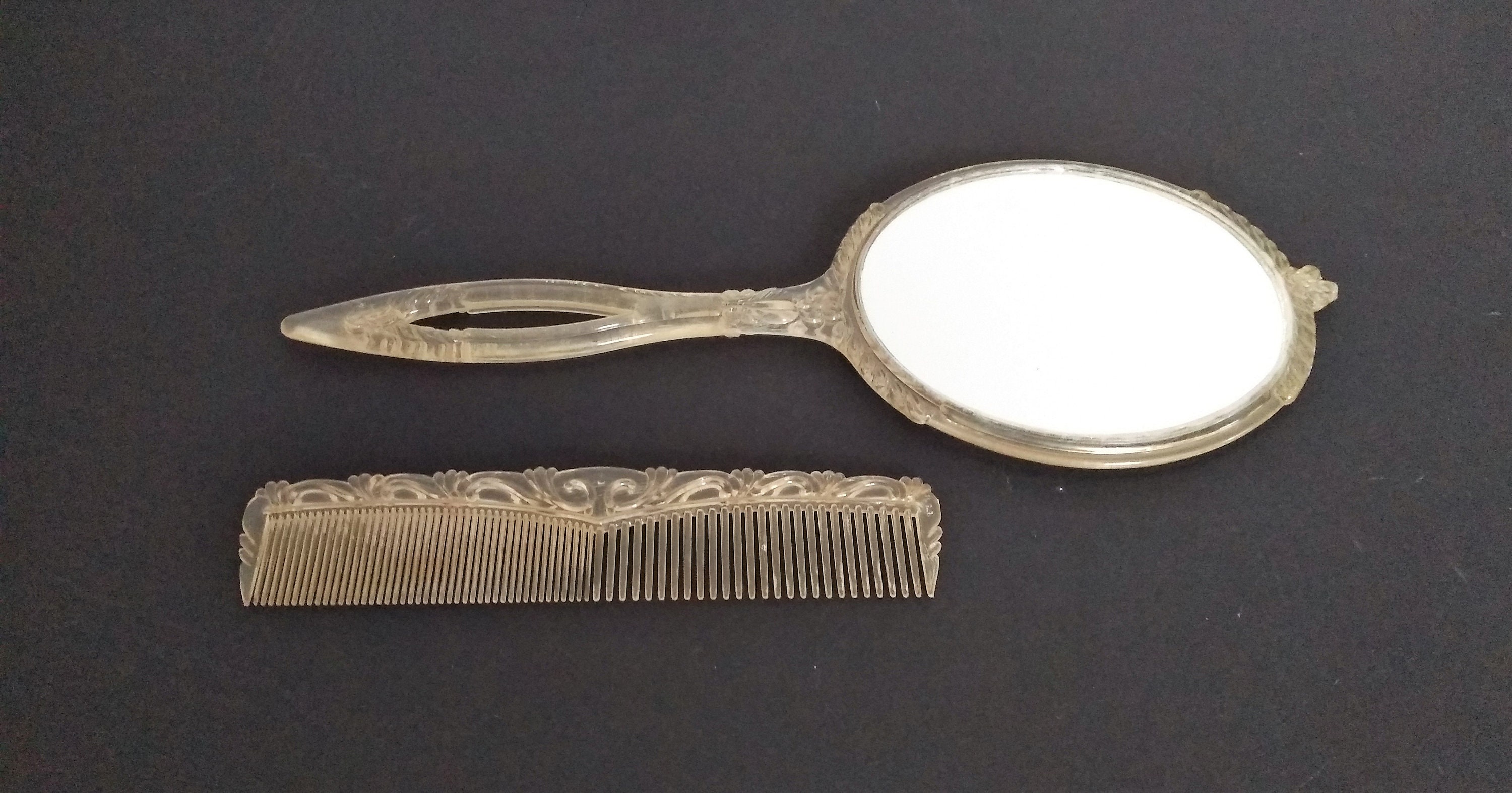 Vintage Translucent Plastic Hand Mirror And Comb Hand Mirror Etsy