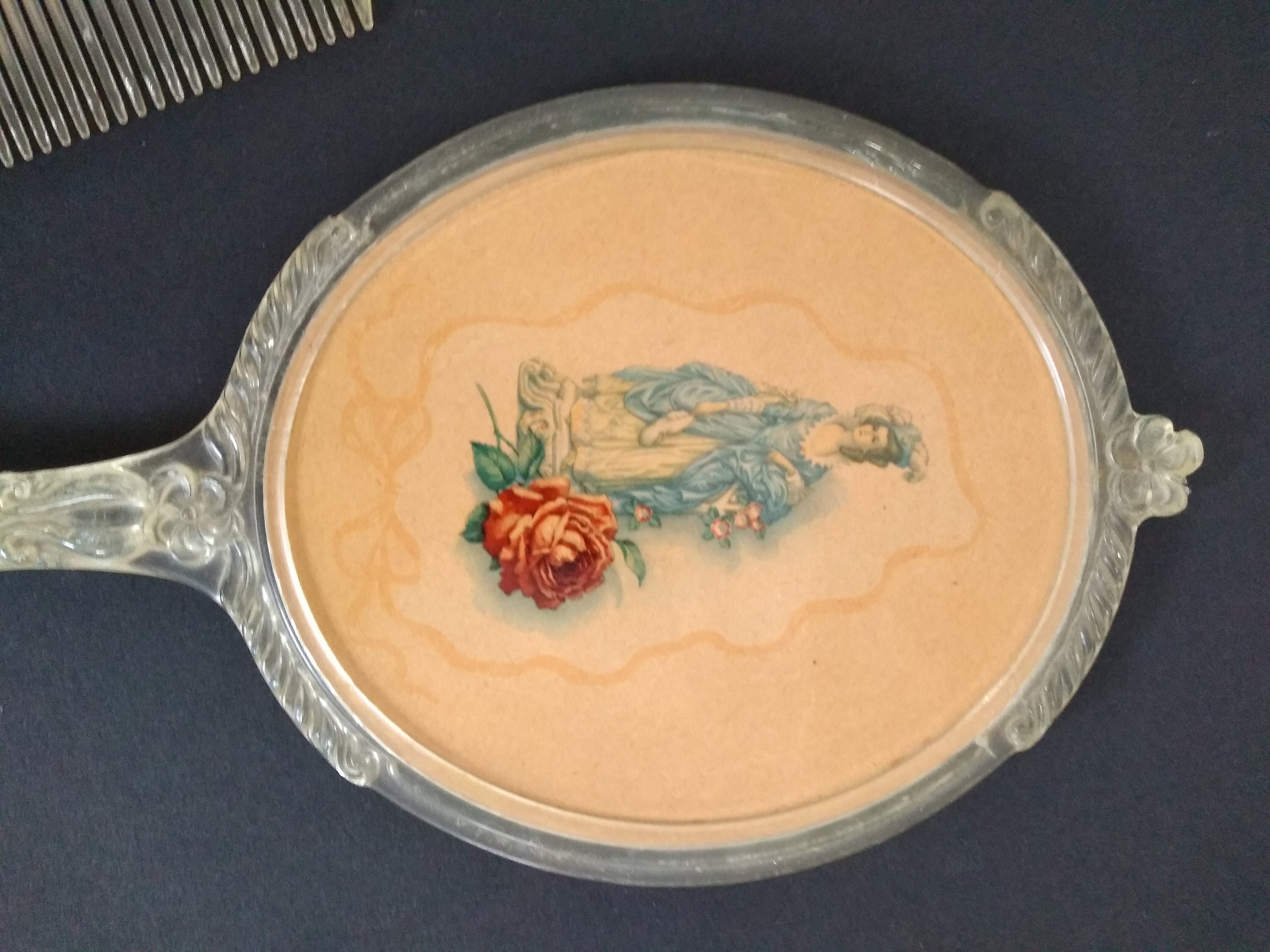 Vintage Translucent Plastic Hand Mirror And Comb Hand Mirror Etsy