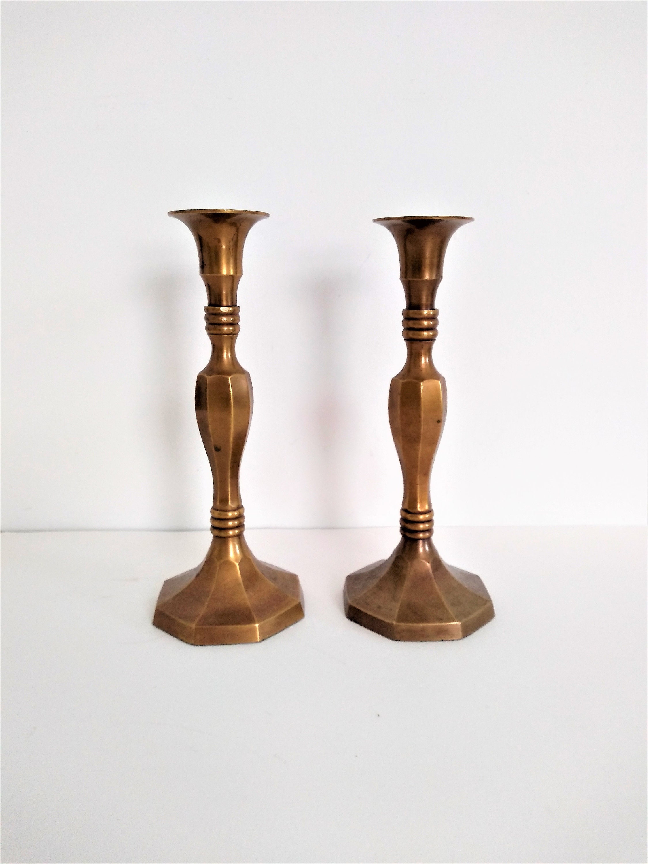 2 Brass Candle Holders Brass Candlestick Holders Spider Etsy