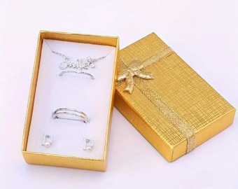 Gold And Silver Gift Box, Aesthetic Gift Packing Box, Handmade Bridesmaid Gift Box, Birthday Gift Box, Luxury Gift Box