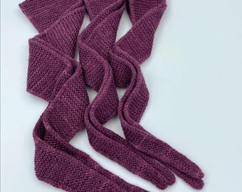 Hand Knit Purple Merino Bamboo Silk Scarf - Purple Sophie Shawl - Lightweight Luxury Neck Wrap