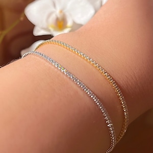 Gold Tennis Bracelet for women, Silver Dainty Bracelet, Minimalist Bracelet, Cubic Zirconia Tennis Bracelet, Gift For Her