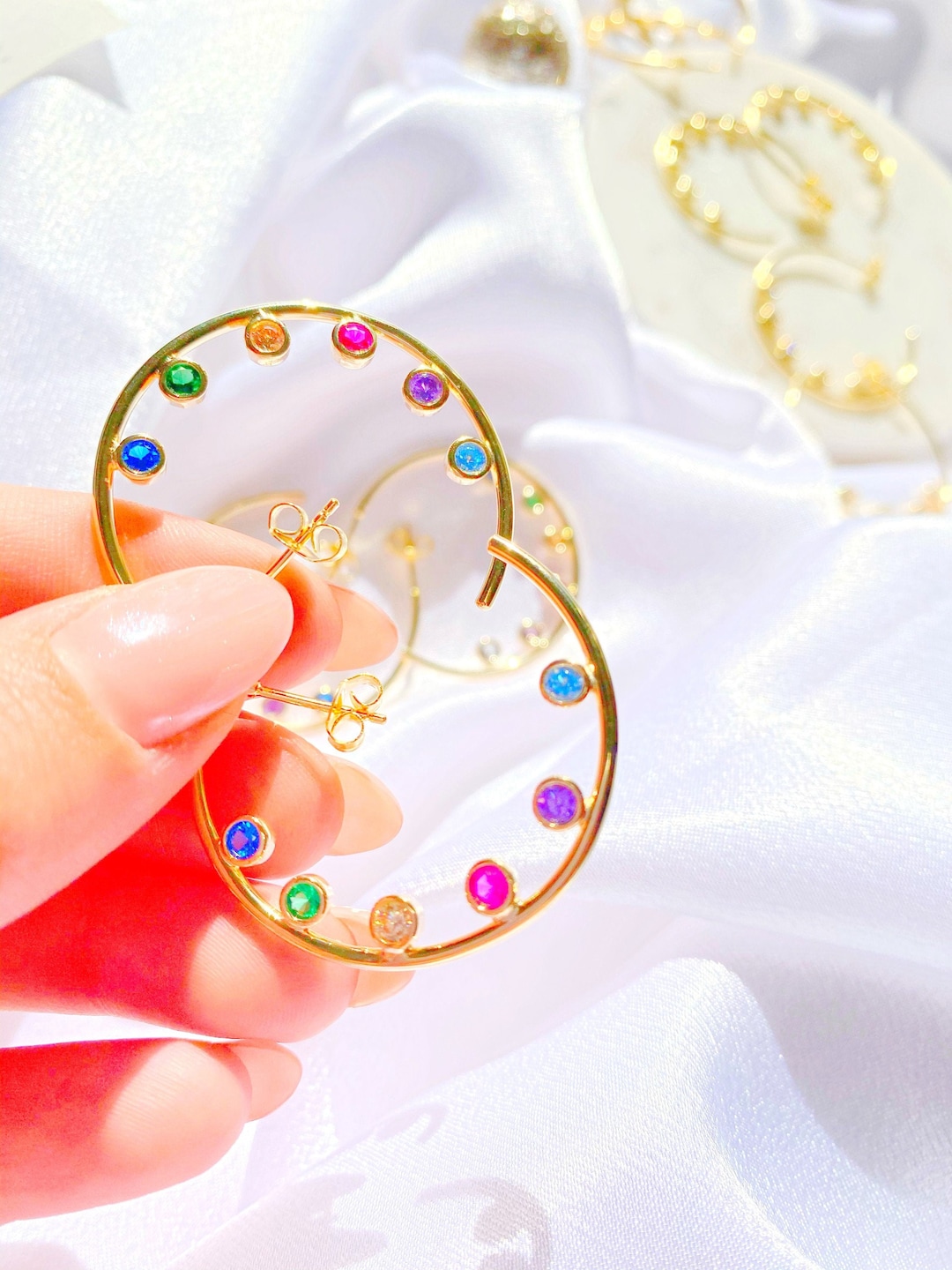 Multicolor Hoop Earring | Rainbow Earrings | Cz Cysrtal Jewelry ...