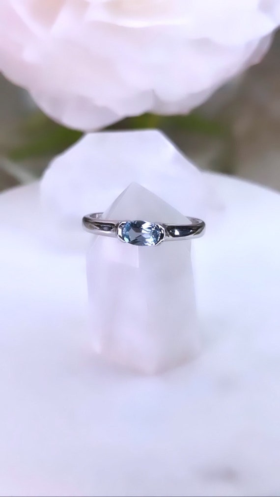 Aquamarine Ring | March Birthstone Jewelry | 925 Sterling silver | Dainty Gemstone Ring | Minimalist Ring | Promise Ring | Gift for her