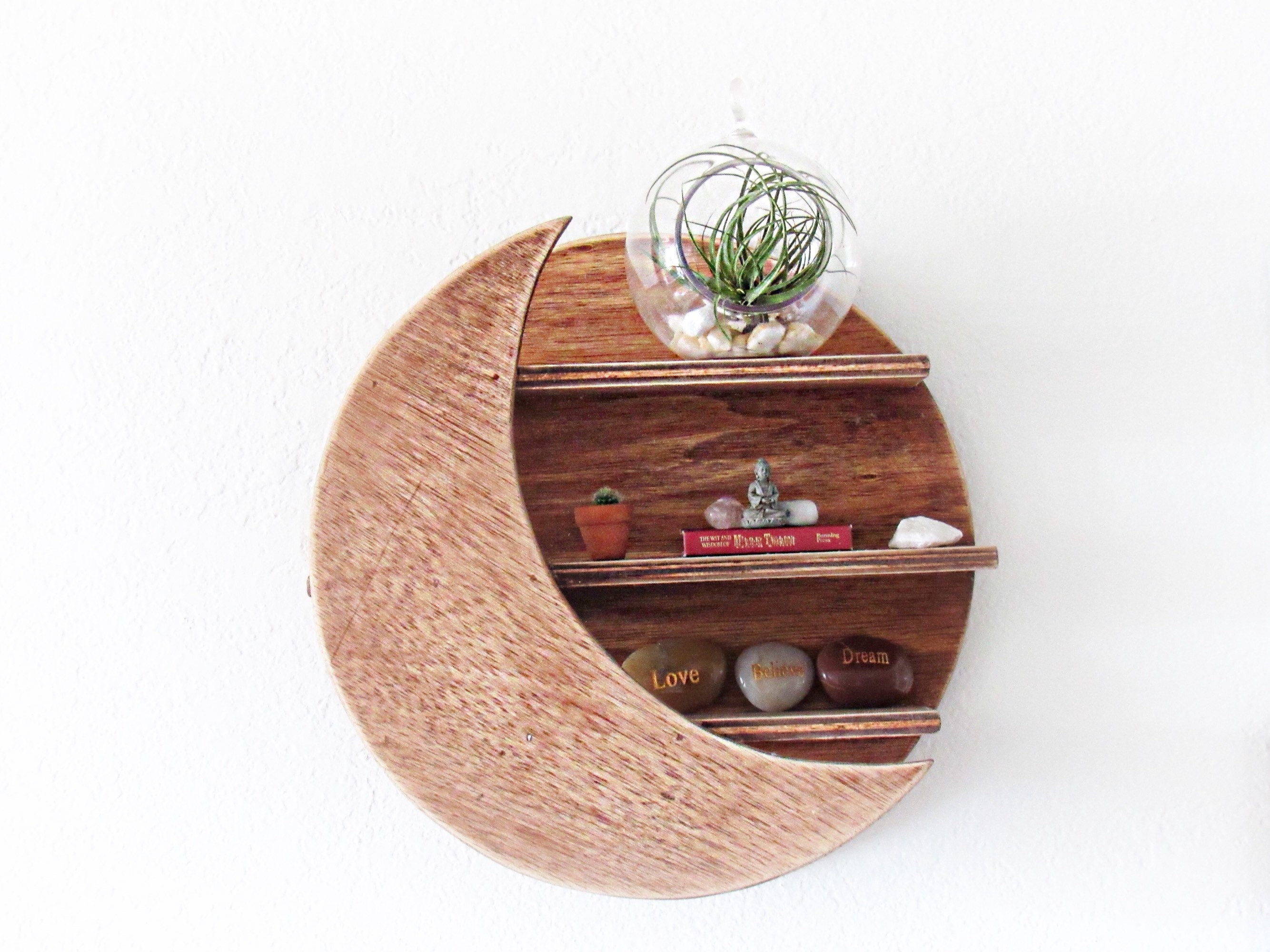 Moon Shelf Healing Crystals Jewelry Holder Crescent Luna shelves Home