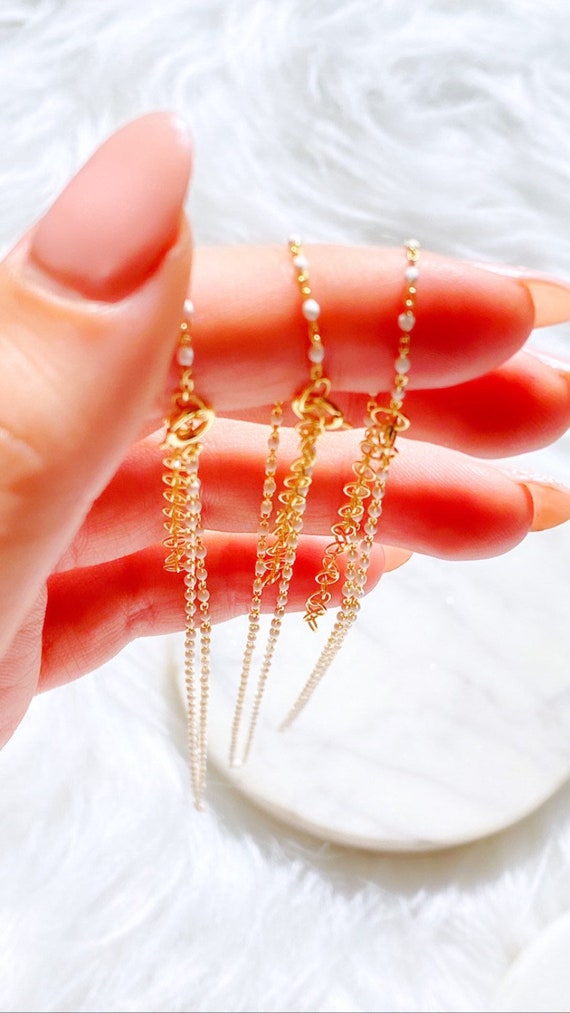 Heavenly Dainty White Satellite Chain Necklace