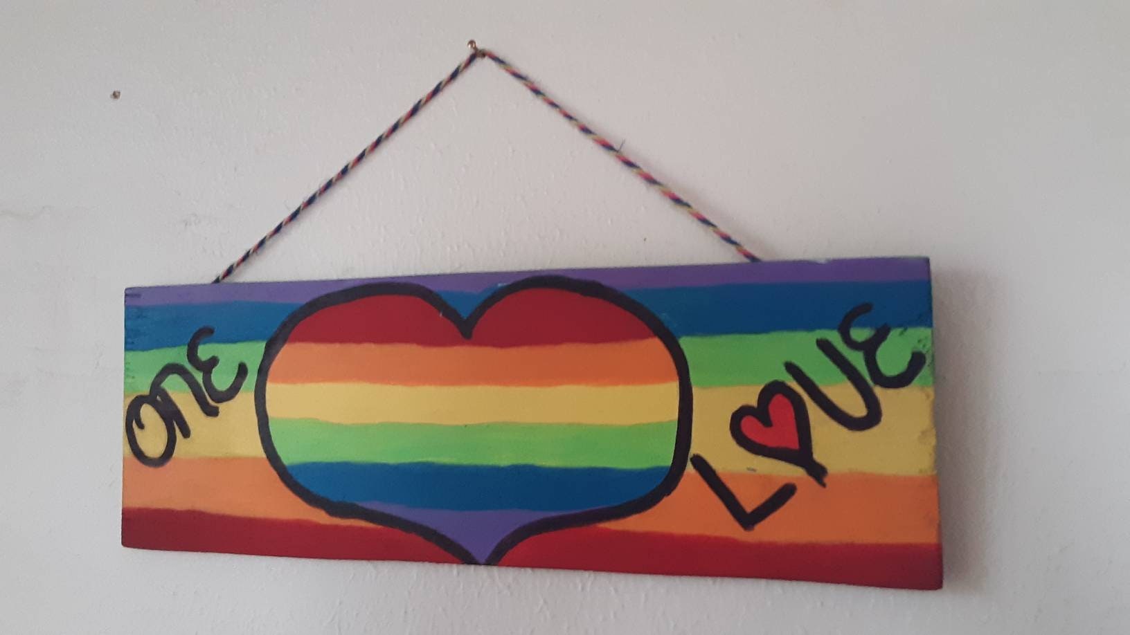 One love wall art one love hanging sign rainbow one love Etsy