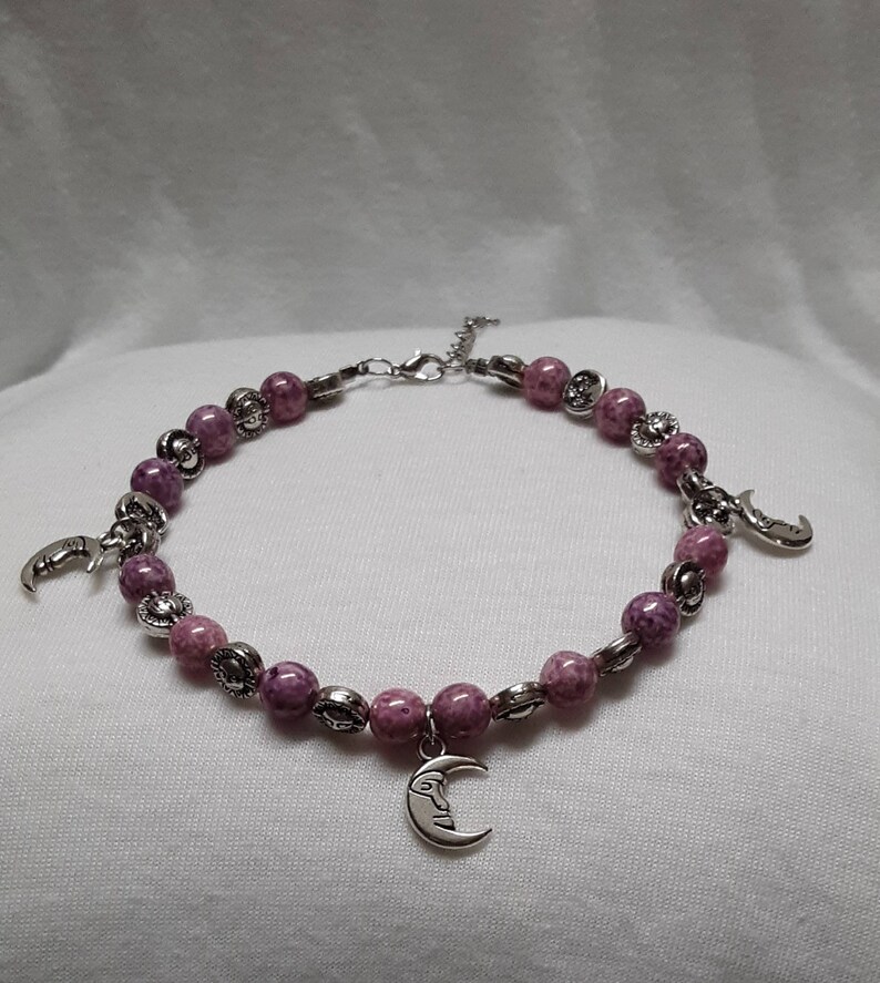 Silver sea turtle anklet purple sea turtle anklet silver dangle anklet purple luster anklet
