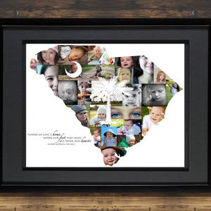 Personalized South Carolina State Map Art Print | SC Souvenir Home Decor Wall Art | Custom Photo Collage | South Carolina Gift Idea | SC SVG