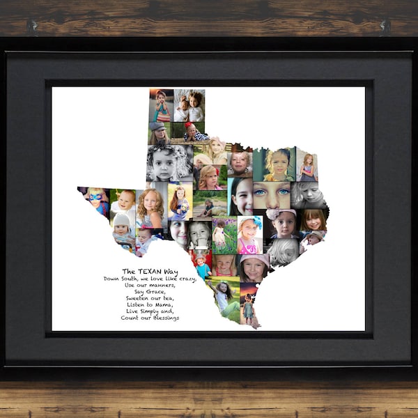 Texas Photo Map | Texas Decor | University of Texas | Austin Texas | Texas Wall Art | Texas Art | Texas Gifts | Texas State | Photo Collage