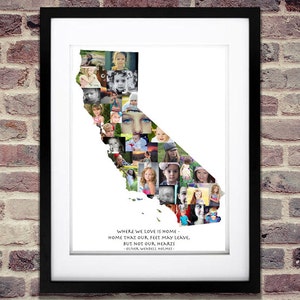 Custom California Photo Map | Personalized California Collage | California State Art | California Home Decor