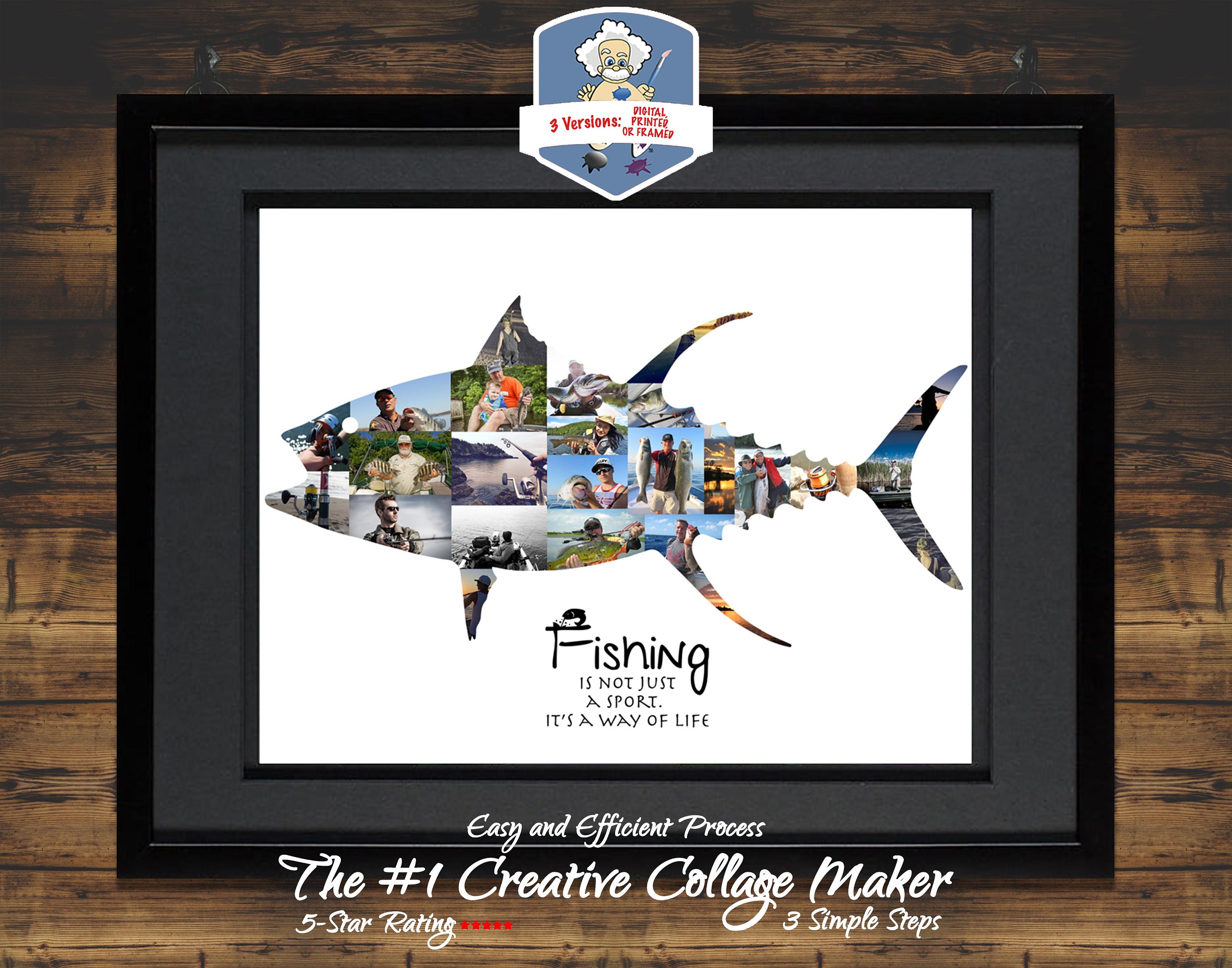 Custom Tuna Fish Photo Collage | Fishing Decor | Personalized Fishing Gift for Men