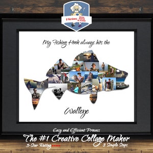 Walleye Fish Photo Collage | Fishing Gifts for Men | Fishing Decor | Walleye Fishing | Fishing Gifts | Walleye Fish | Fishing SVG