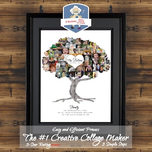 Family Tree Collage | Family Tree Wall Art | Family Tree Print | Family Tree Art | Family Tree Gift | Photo Collage Gift | Fathers Day Gift