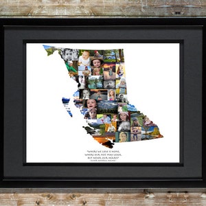 British Columbia Photo Collage | Shape of British Columbia | Canadian Picture Collage | Canada Map | British Columbia
