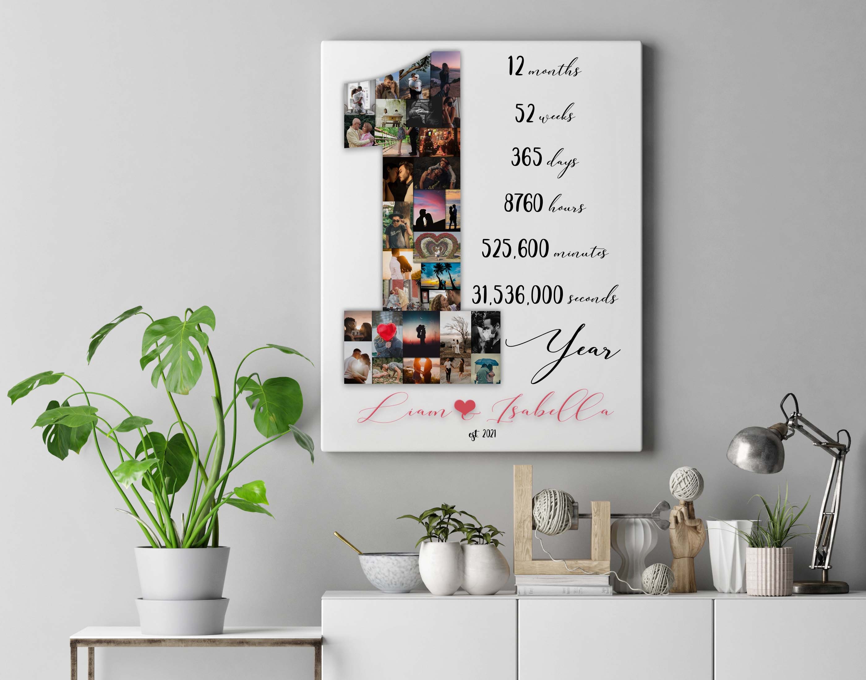 1 Year Anniversary Gifts for Wife, Personal Valentines Gifts For Her, Collage Pictures Canvas Decor