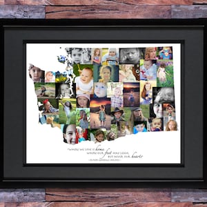 Custom Washington Photo Collage | Washington State Art | Personalized Wall Art | Washington State Map