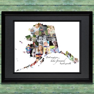 Custom Alaska Photo Map | Alaska Wall Art | Personalized Alaska Art | Alaska Map Collage