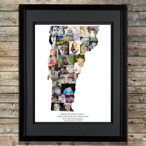 Vermont Photo Map | Vermont Photo Collage | Vermont Art | Vermont Map | Vermont Wall Art | Vermont Gifts | Custom Photo Collage