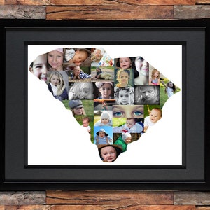 South Carolina State Map Photo Collage Art Print | Customizable SC Souvenir Home Decor Wall Art | SC Map Print | South Carolina Gift Idea