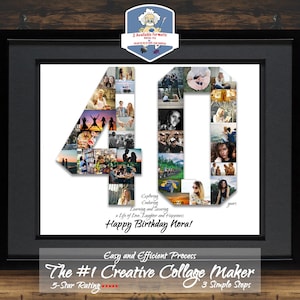 40th Birthday Party Decoration - Custom Photo Collage - Personalized Birthday Gift Made with Your Favorite Photos!