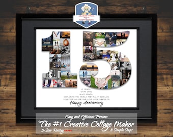 15th Anniversary Gift 15th Birthday 15 Year Anniversary Ideas 15th Birthday Photo Collage Personalized Photo Collage