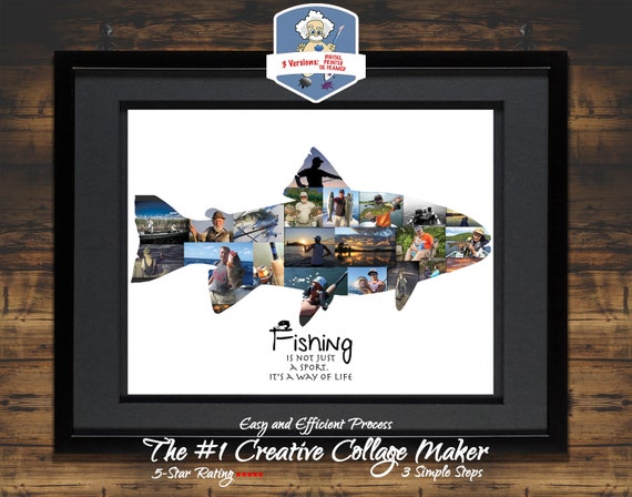 Personalized Redfish Photo Collage | Redfish Fishing Art | Custom Fish SVG | Fishing Gifts for Men | Unique Fishing Gift for Him