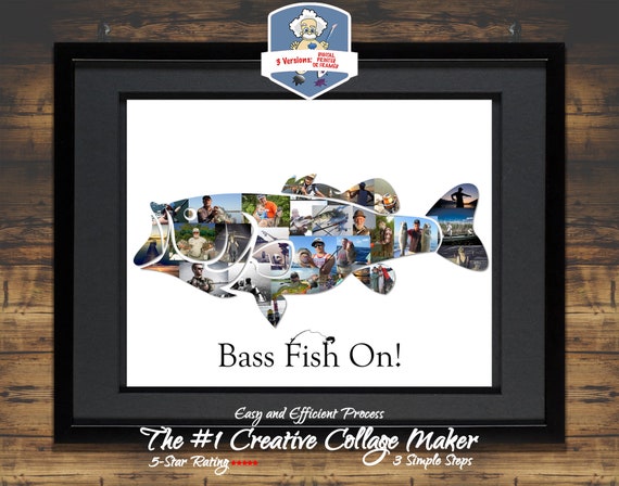 Angler's Dream: Bass Fishing Photo Collage Unique Fishing Decor