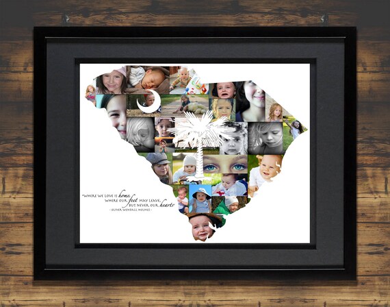Personalized South Carolina Map Photo Collage Art Print