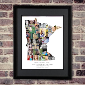 Custom Minnesota Photo Map | Personalized Minnesota Collage | Minnesota State Art | Minnesota Home Decor