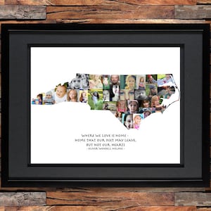Custom North Carolina Photo Collage | Personalized NC Art | North Carolina Wall Decor | State Map Art