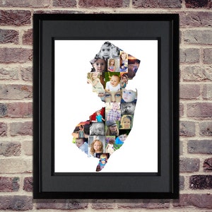 Custom New Jersey Photo Map | Personalized New Jersey Art | New Jersey Wall Decor | State Photo Collage