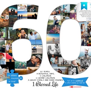 60th Birthday Gifts For Women 60th Birthday Gift For Men 60th Anniversary Gift 60th Birthday Ideas Mom 60th Birthday Gift Photo Collage Gift image 3