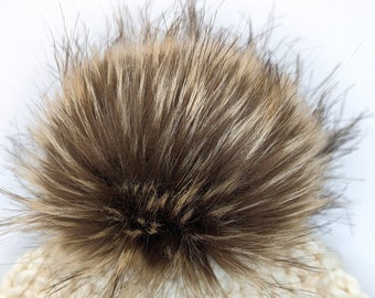 NEW! Medium Brown and Blonde with Dark Brown Tips, faux fur pom pom, neutral color, brown and beige faux fur pom pom, small, medium, large