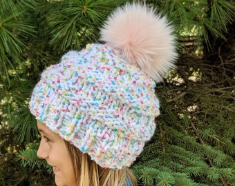 Earflap Girls Knit Hat Kids Headwear GRANDCAPS Warm Winter Hats for Girls Ski Knitted Hat for Children
