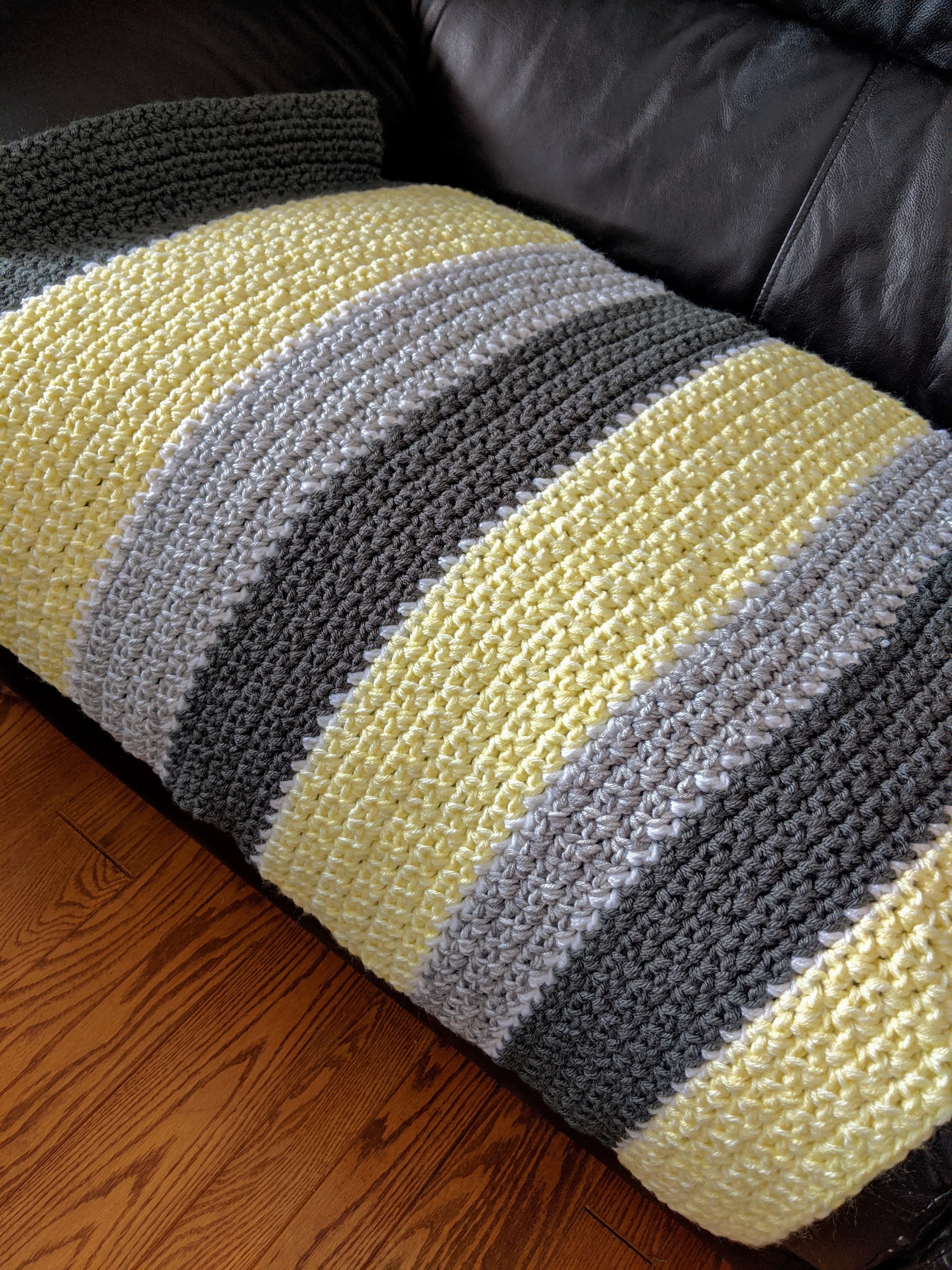 Soft yellow & gray baby blanket striped baby blanket Etsy