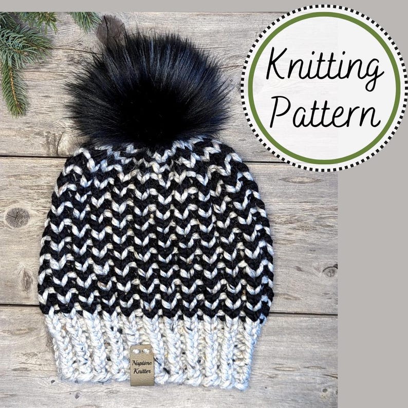 Beginner Colorwork Knit Hat Pattern: Super Bulky Yarn (PDF Pattern) - Etsy