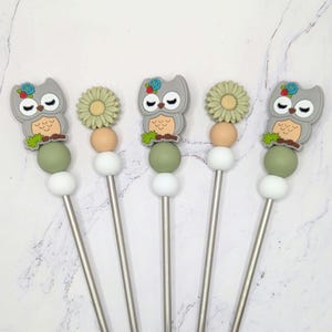 Amigurumi Sewing Sticks: Owl and Flower, 4mm size (Set of 5)