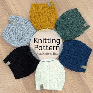 Ava Knitted Hat Pattern: Super Bulky Yarn, Beginner Easy (PDF Pattern)