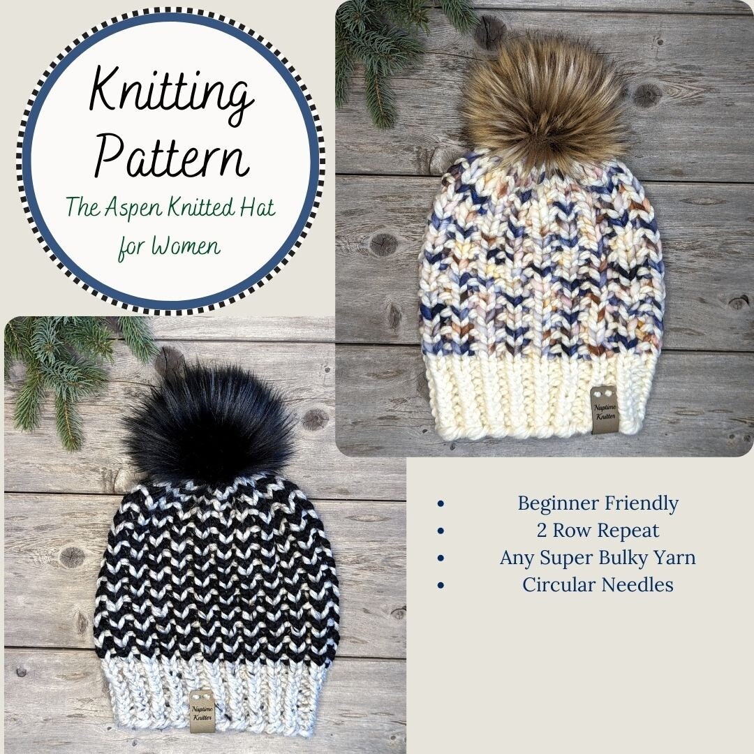 Beginner Colorwork Knit Hat Pattern: Super Bulky Yarn (PDF Pattern) - Etsy