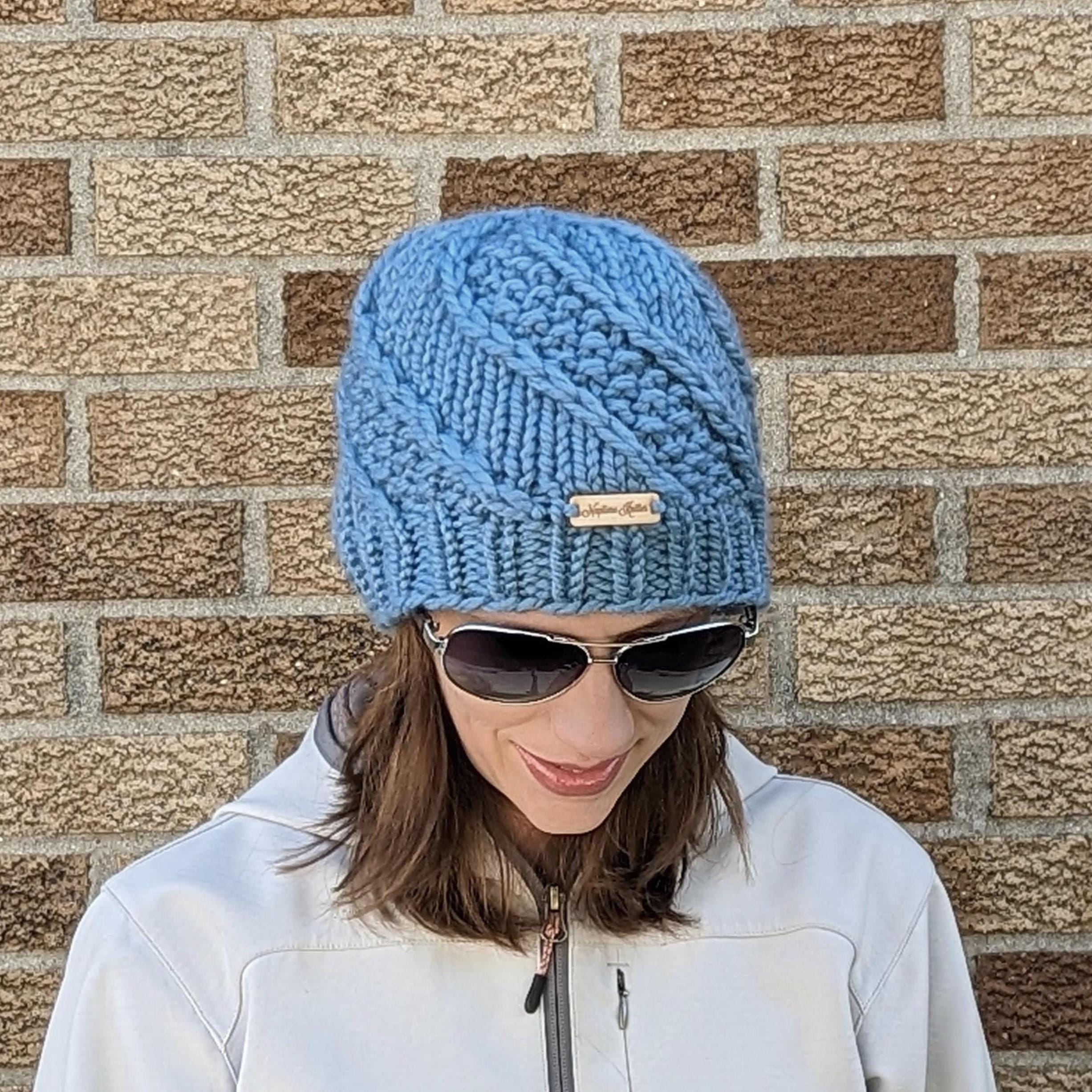 New hand knitted women’s beanie hat size S/ M Wool Acrylic blend warm New winter knit hat solid color ladies with Wool acrylic  main image 2