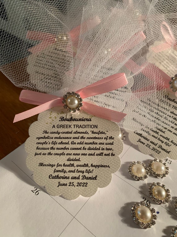 25 - Boubouniera "Koufeta" - Wedding or Baptism favors (Candy Coated Almonds)-Bomboniera- Confetti -bridal shower favors