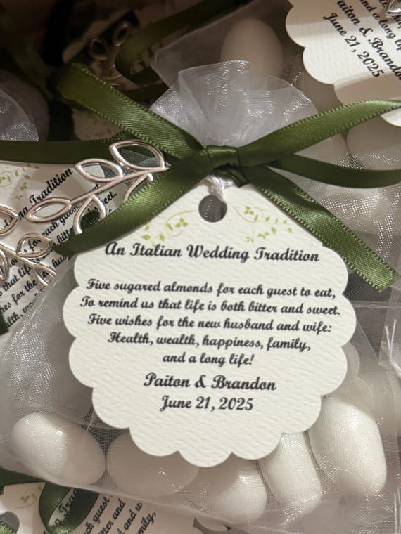 50 - Italian - Bomboniera"Confetti" - Wedding favors (Candy Coated Almonds)- bridal shower- Party favors- jordan almonds- italian tradition